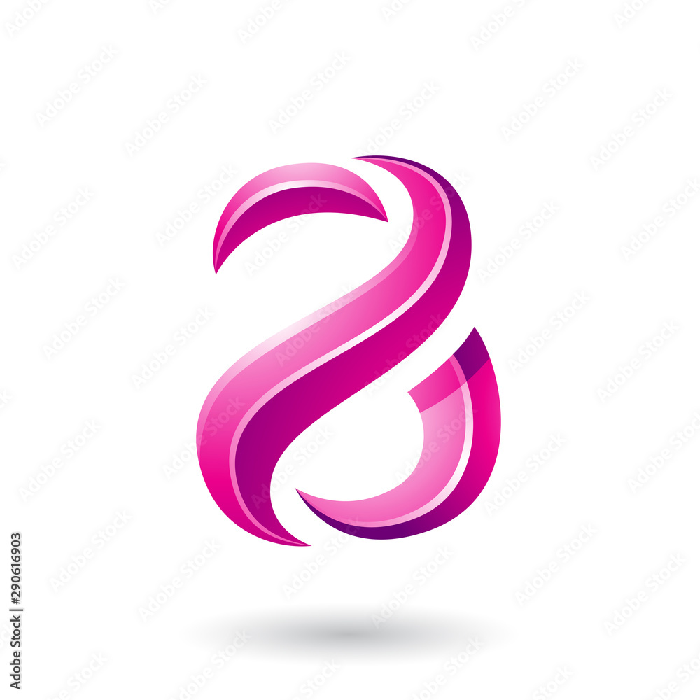 Magenta Glossy Snake Shaped Letter A Illustration