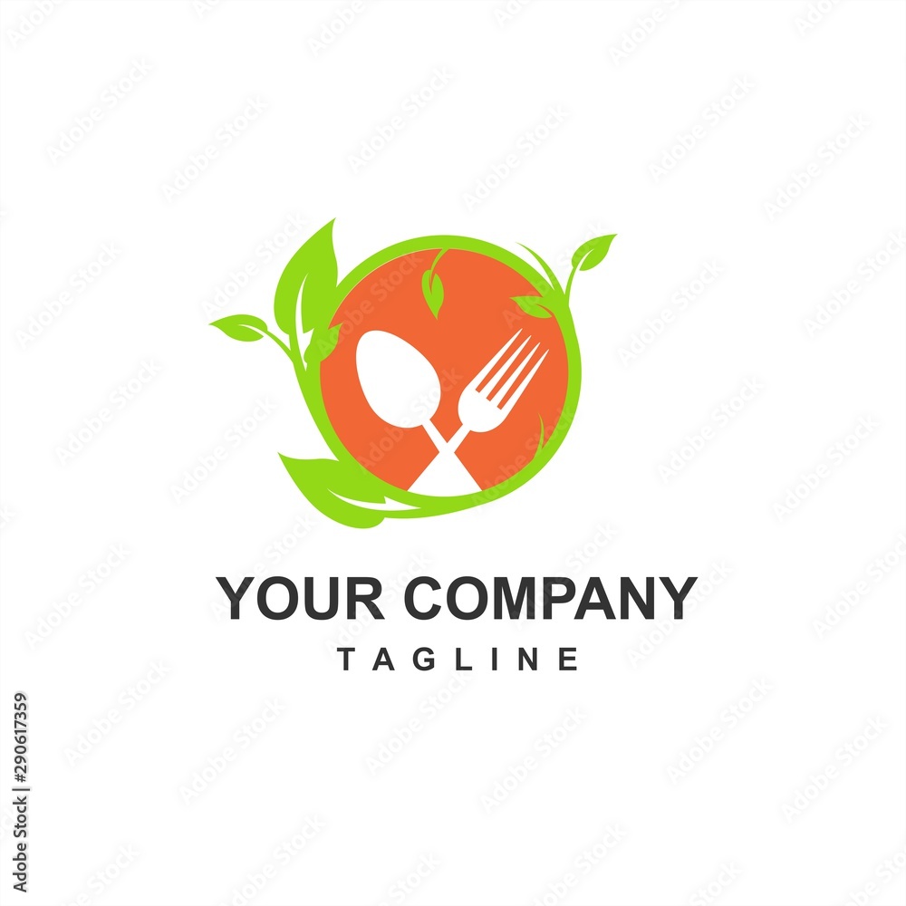 green and fresh food restaurant for keto diet and healthy food company logo and icon