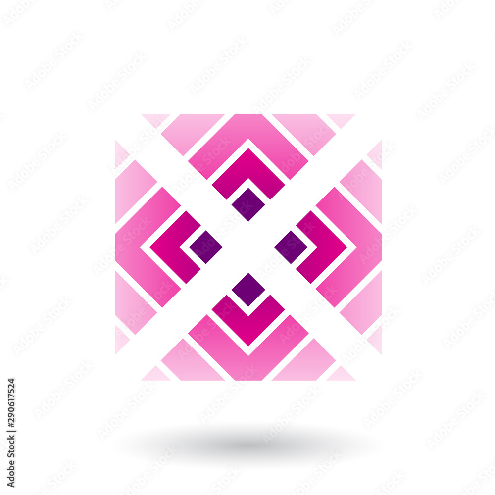 Magenta Letter X Icon with Square and Triangles Illustration Magenta Letter X Icon with Square and Triangles Illustration