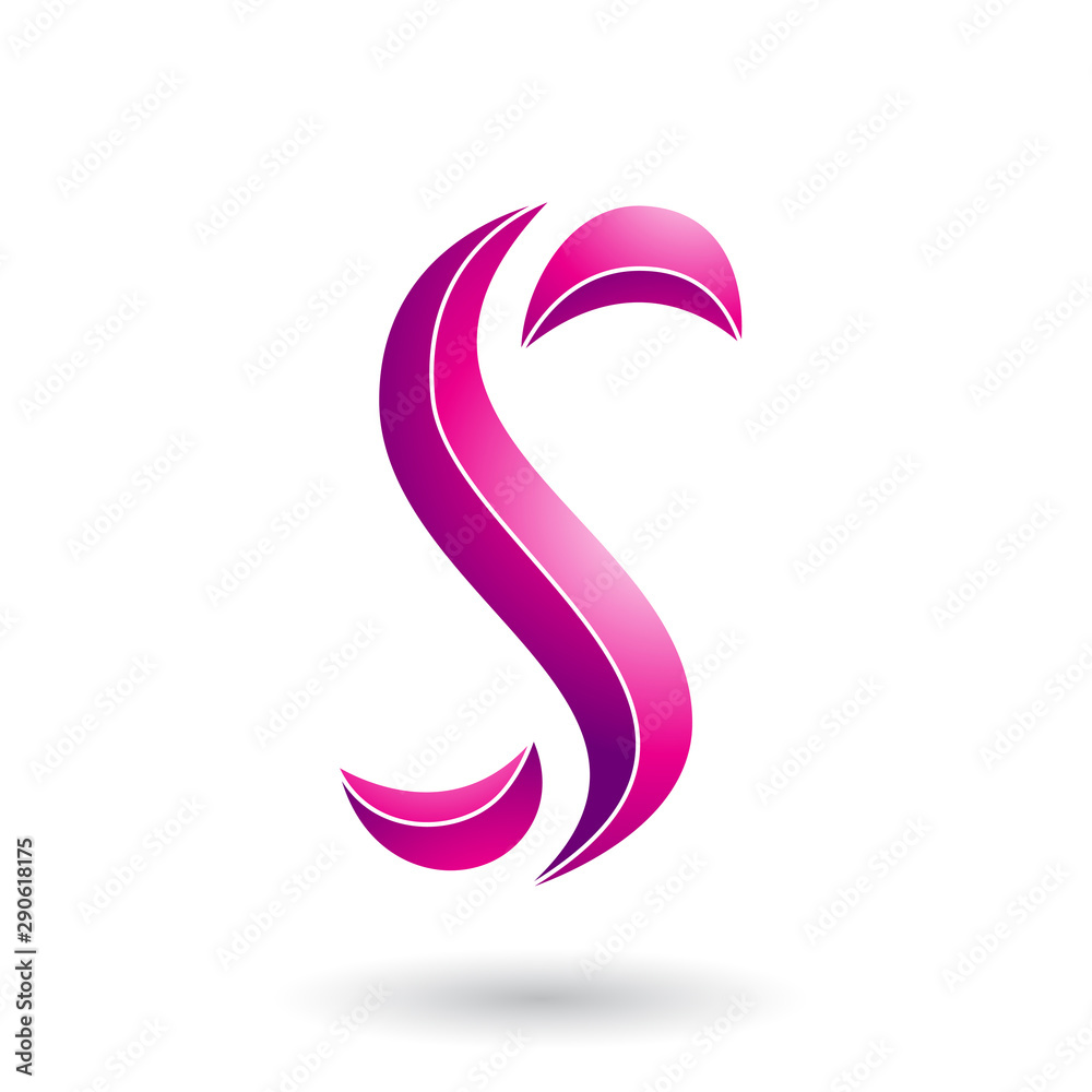 Magenta Striped Snake Shaped Letter S Illustration Magenta Striped Snake Shaped Letter S Illustration