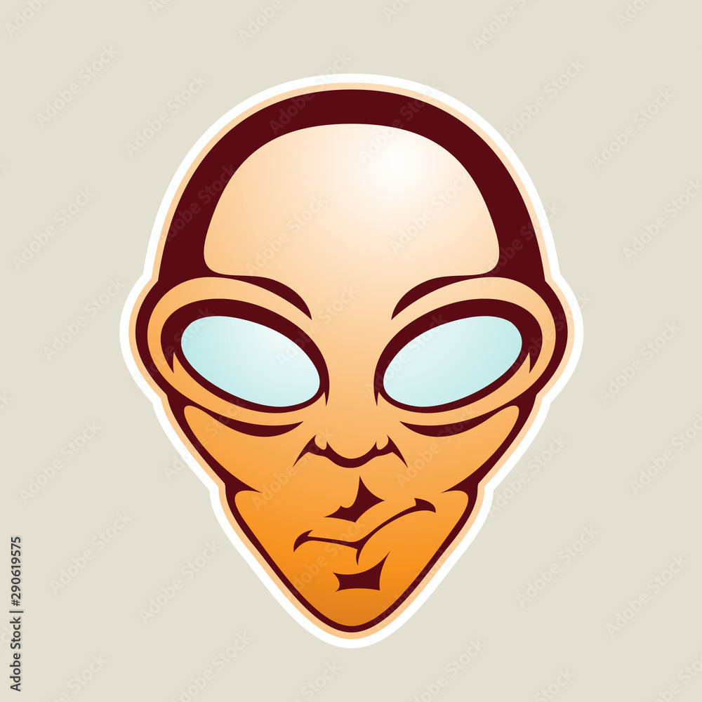 Orange Alien Head Cartoon Icon Illustration