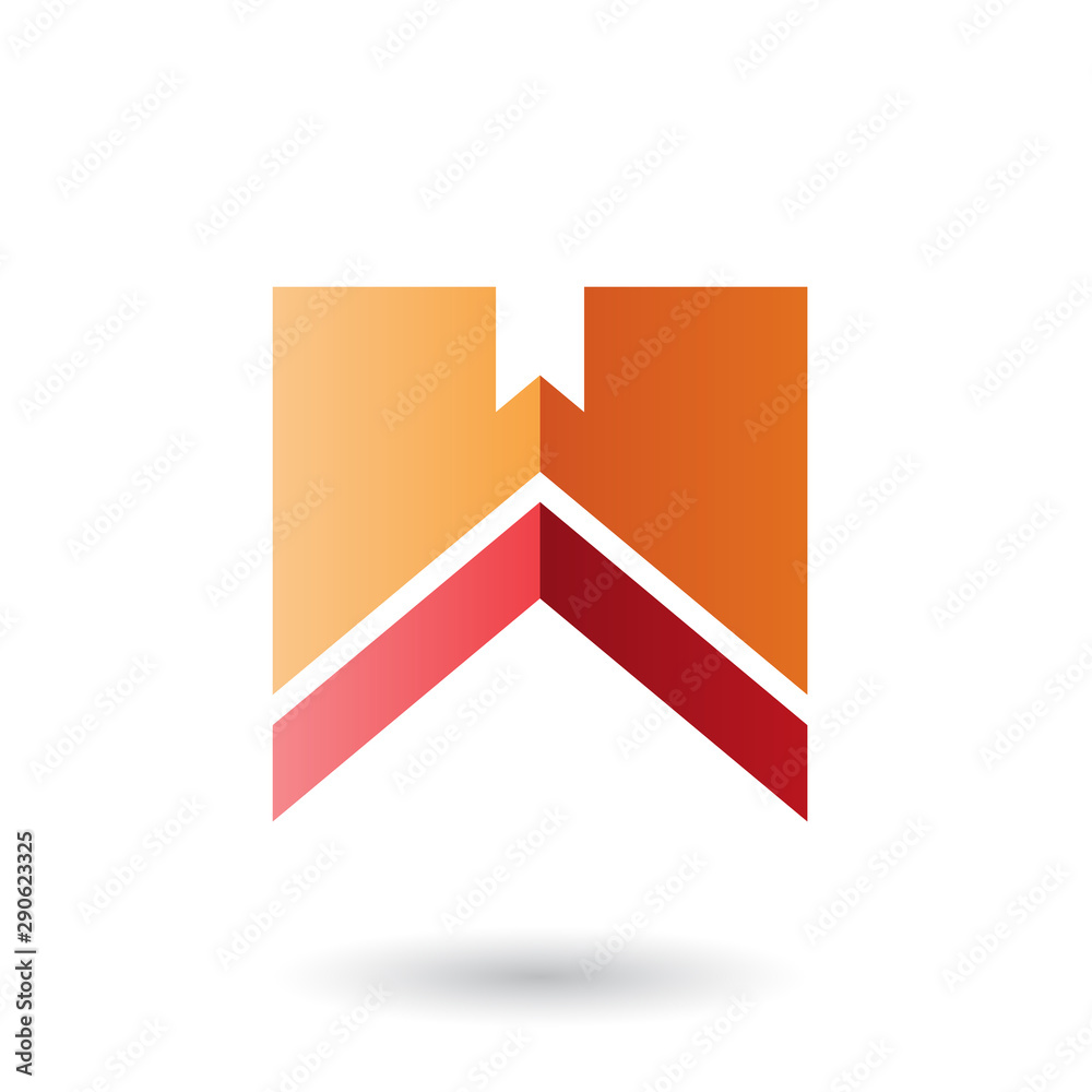 Orange and Red Letter W with a Thick Stripe Illustration Orange and Red Letter W with a Thick Stripe Illustration
