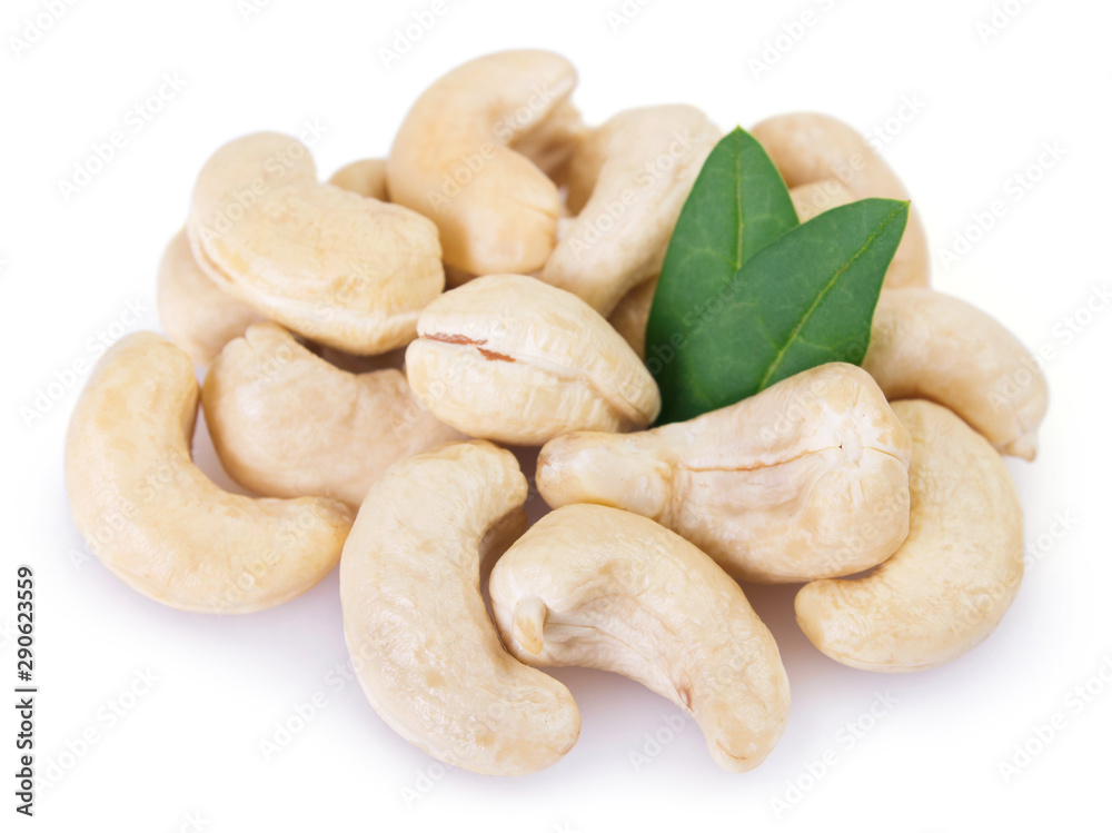 Cashew nuts on white background Cashew nuts on white background