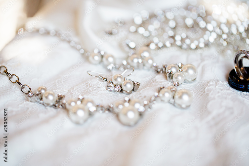 pearls on lace