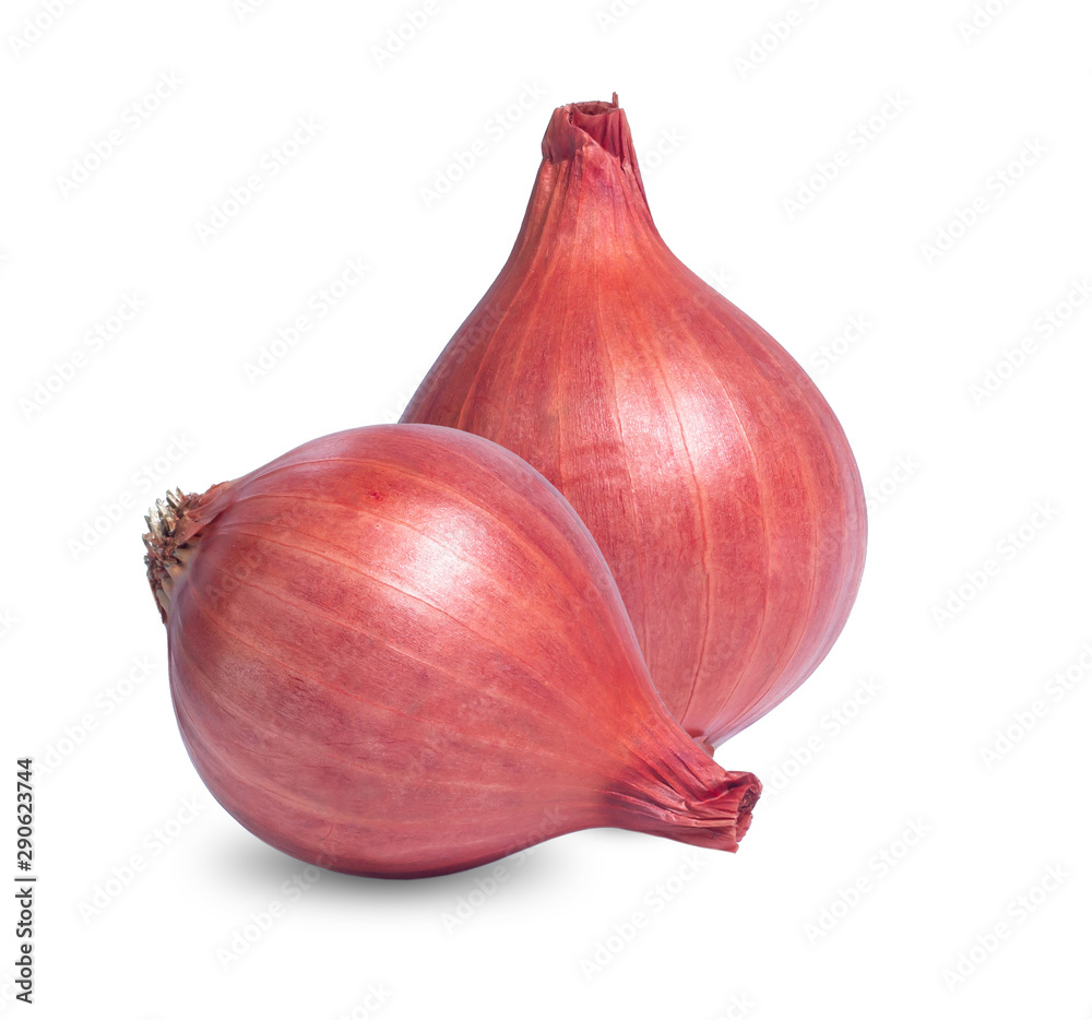 Fototapeta premium Red sliced onion isolated on white background