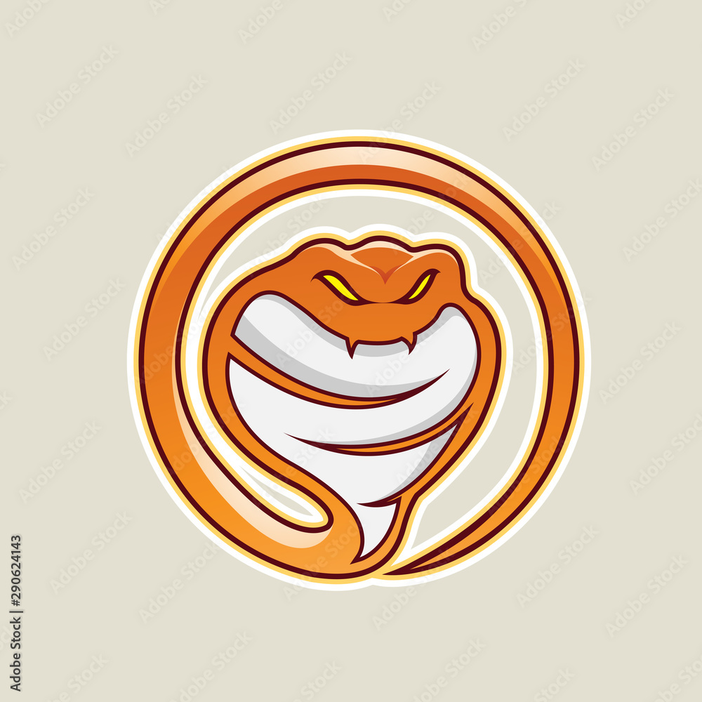 Fototapeta premium Orange Cobra Snake Cartoon Icon Illustration