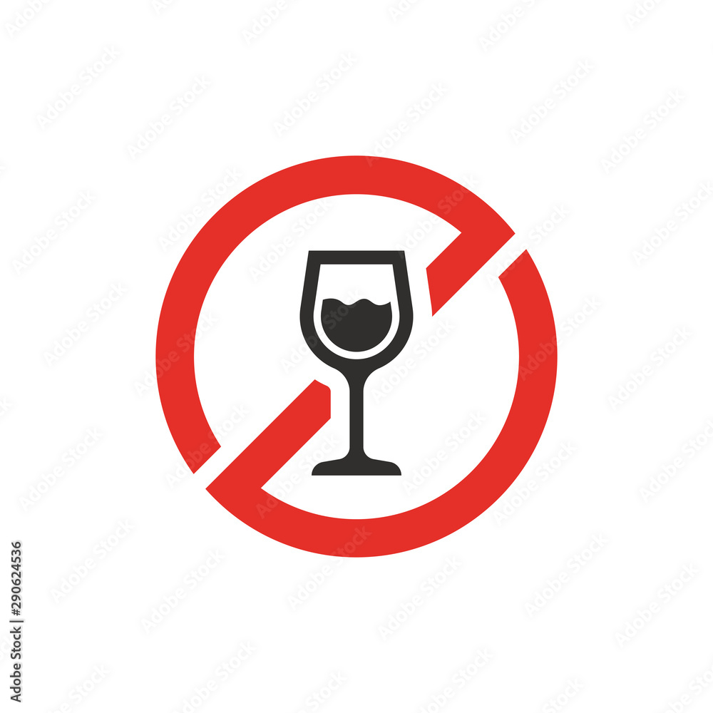 No alcohol sign vector design. Wineglass icon. No alcohol sign vector design. Wineglass icon.