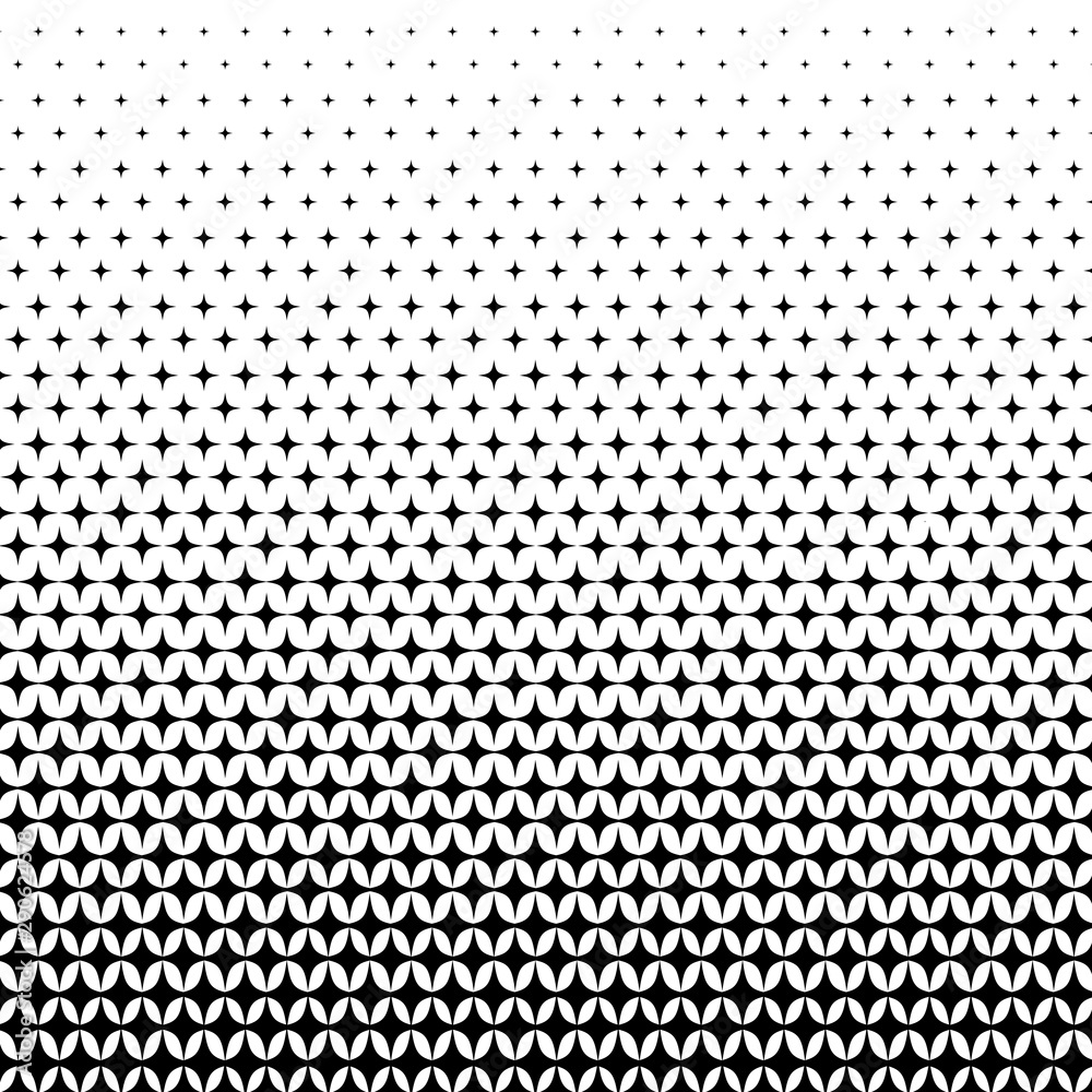 Vector halftone geometric background. Fade monochrome gradient. Stars gradation pattern.