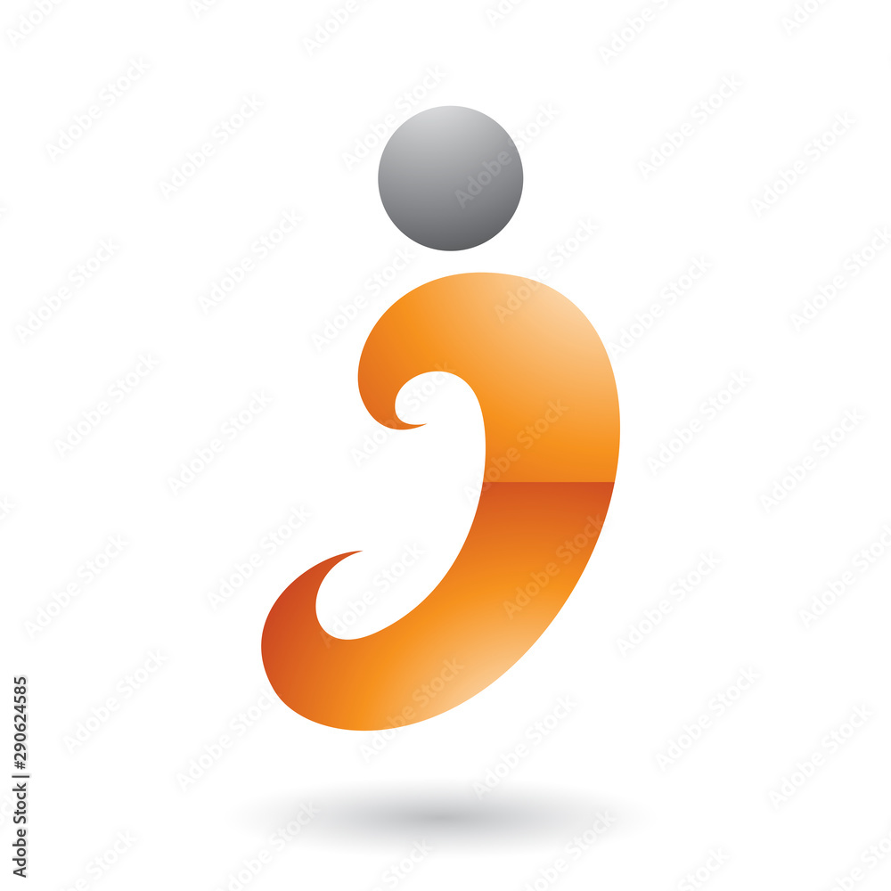 Orange Glossy Curvy Fun Letter I Illustration Orange Glossy Curvy Fun Letter I Illustration
