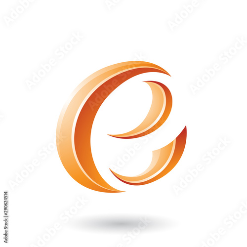 Orange Glossy Crescent Shape Letter E Illustration