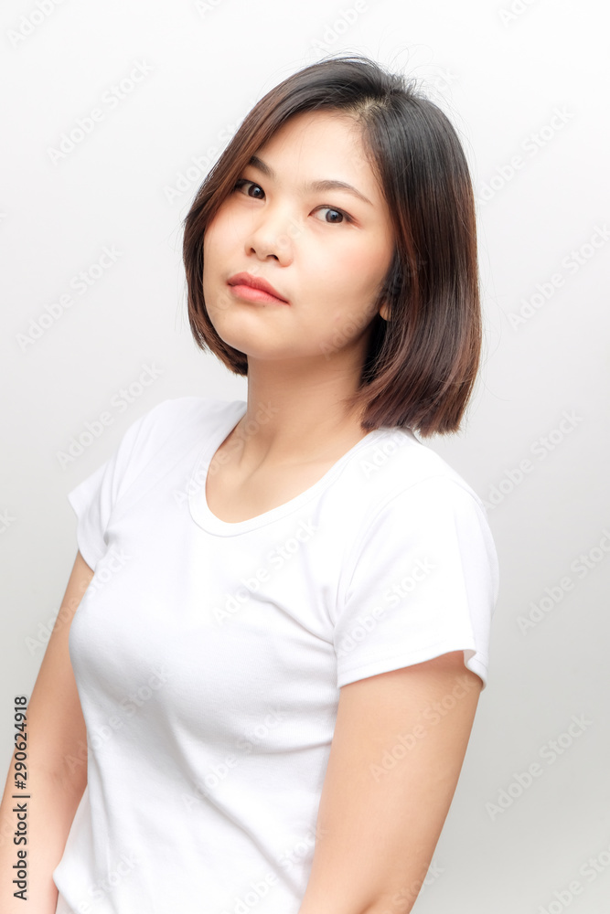 Healthy asian women smiling on white background Healthy asian women smiling on white background