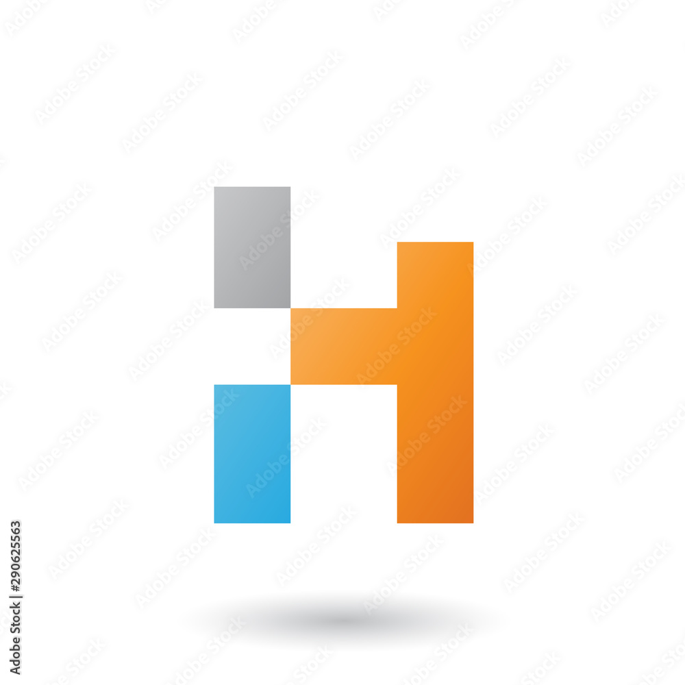 Orange Letter H with Rectangular Shapes Illustration