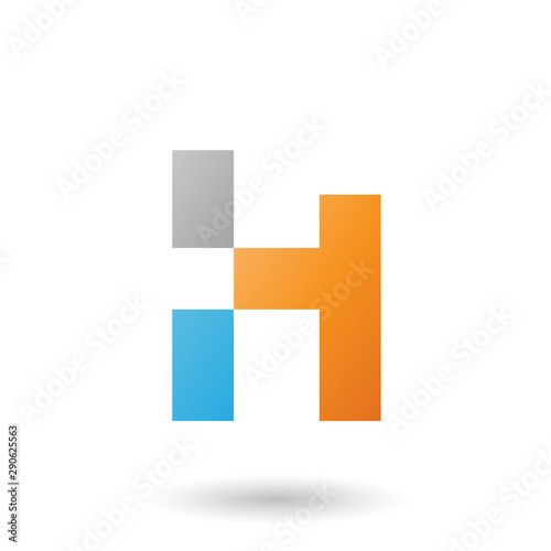 Orange Letter H with Rectangular Shapes Illustration