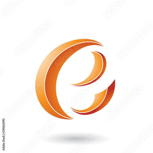 Orange Striped Crescent Shape Letter E Illustration