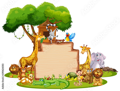 Border template design with cute animals