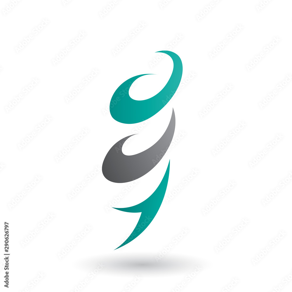 Persian Green Abstract Wind and Twister Shape Illustration
