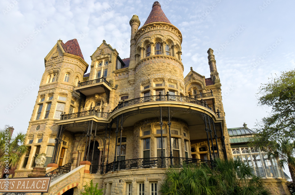The Queen Anne style architecture of Bishops Palace on Galveston Island, Texas.