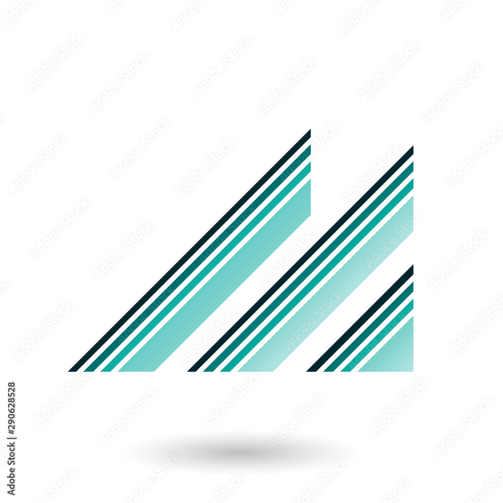 Persian Green Letter M with Diagonal Retro Stripes Illustration Persian Green Letter M with Diagonal Retro Stripes Illustration