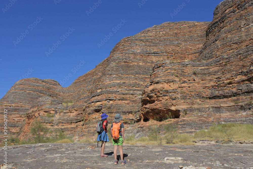 Australian children hiking in Kimberley Western Australia