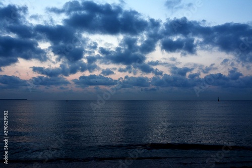 sunrise with clouds on the seashore