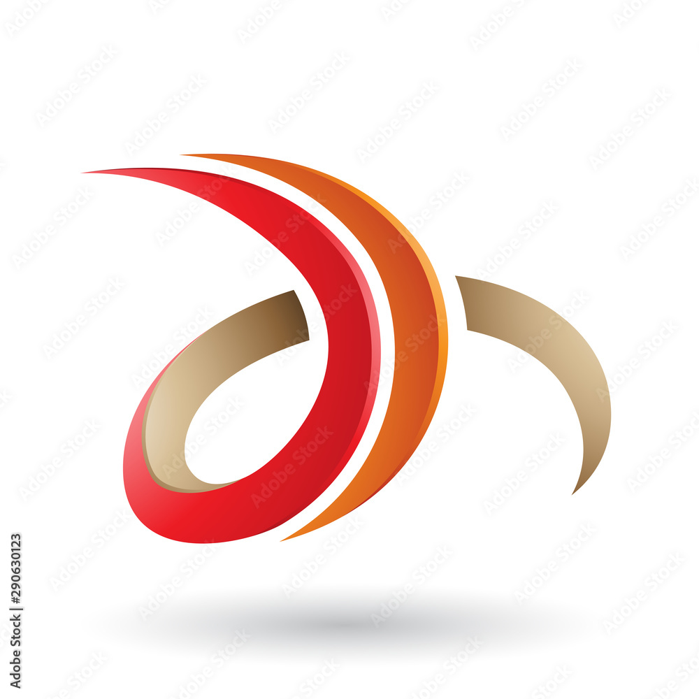 Red and Beige 3d Curly Letter D and H Illustration Red and Beige 3d Curly Letter D and H Illustration