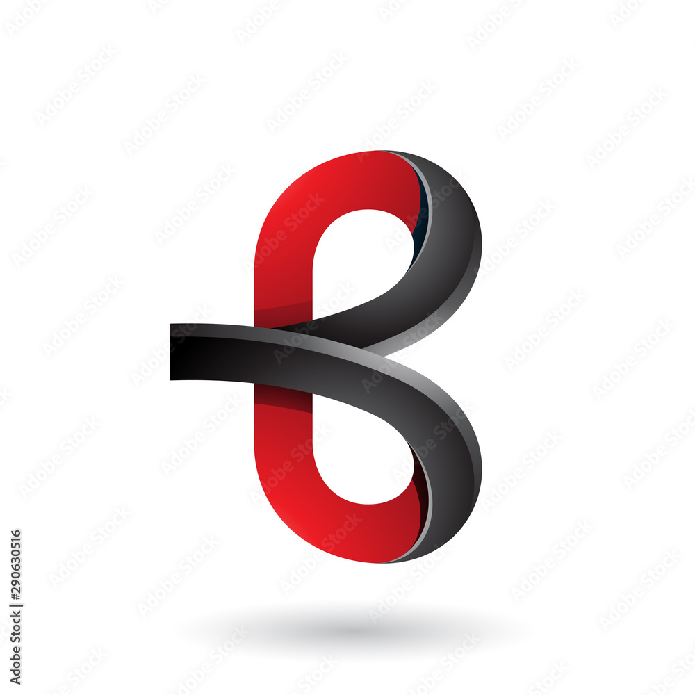 Red and Black Bold Curvy Letter B Illustration Red and Black Bold Curvy Letter B Illustration