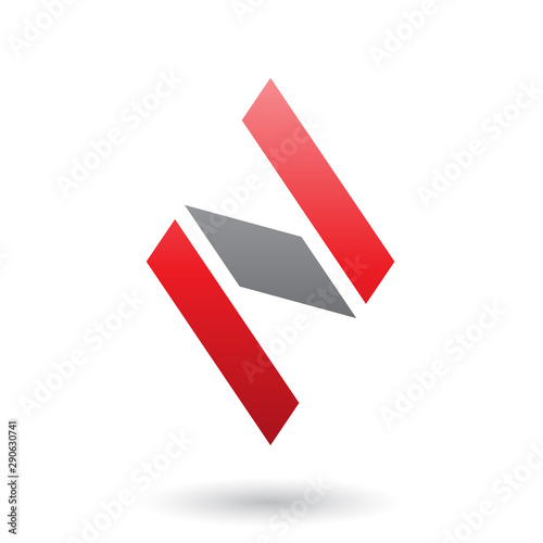 Red and Black Diamond Shaped Letter N Illustration