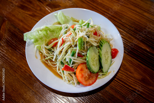 Papaya salad or Som Tum in Thai foods
