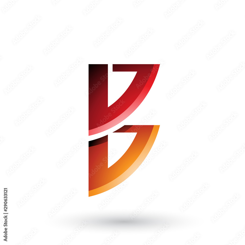 Red and Orange Bow Like Shape of Letter B Illustration