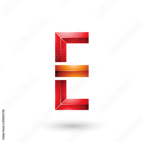 Red and Orange Geometrical Glossy Letter E Illustration