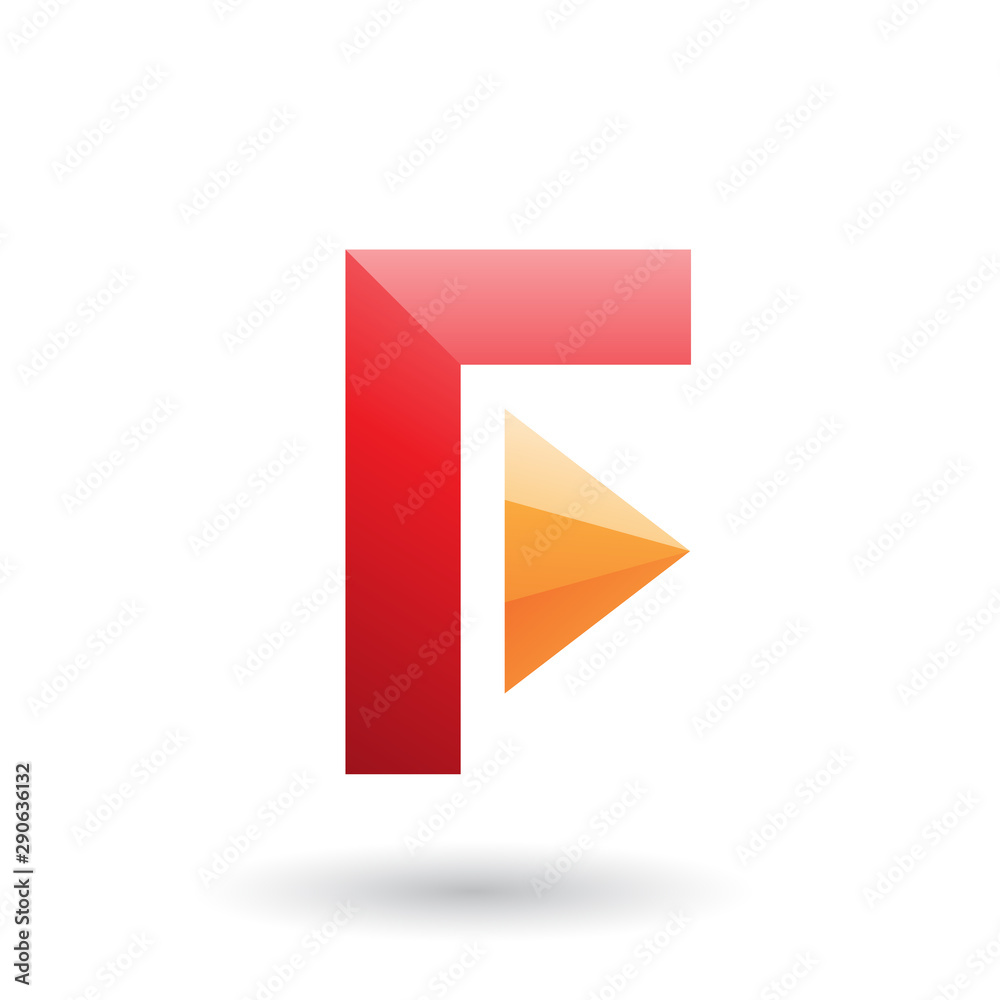 Red Icon of Letter F with a Triangle Illustration Red Icon of Letter F with a Triangle Illustration