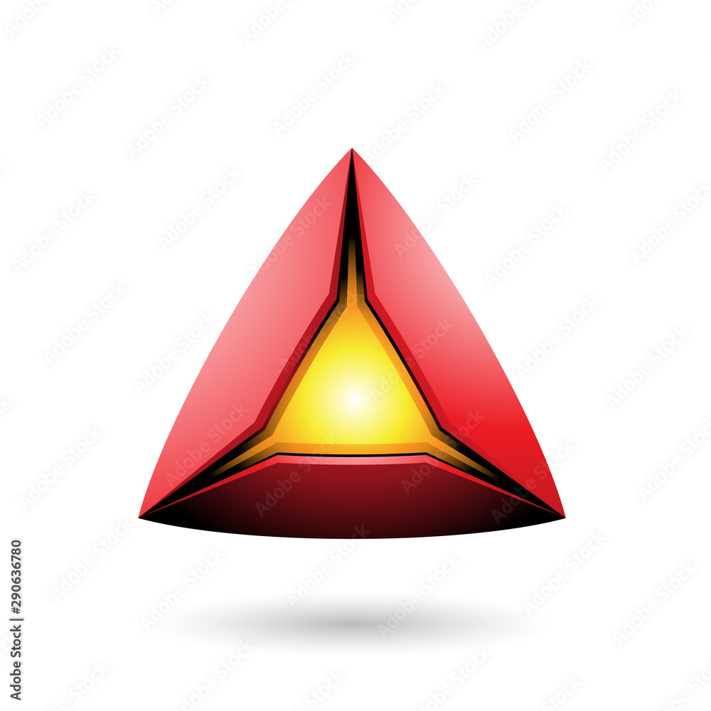 Fototapeta premium Red Pyramid with a Glowing Core Illustration