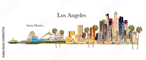 Los Angeles - Santa Monica Illustration- copy space photo