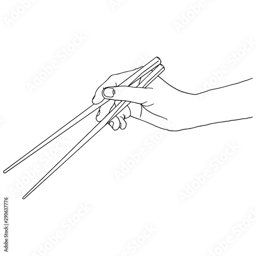 Hand drawn hand holding chopsticks illustration eps10.