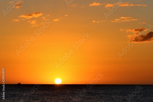 Sunset by the Rio de la Plata river in Montevideo, Uruguay.