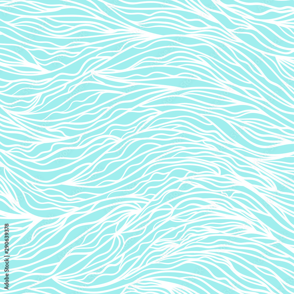 Fototapeta premium Wavy background. Hand drawn abstract waves. Stripe texture