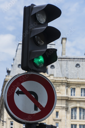 Traffic lights at intersections in Paris