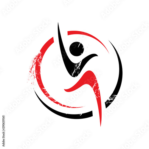 healthy people sport fitness logo design vector template illustrations