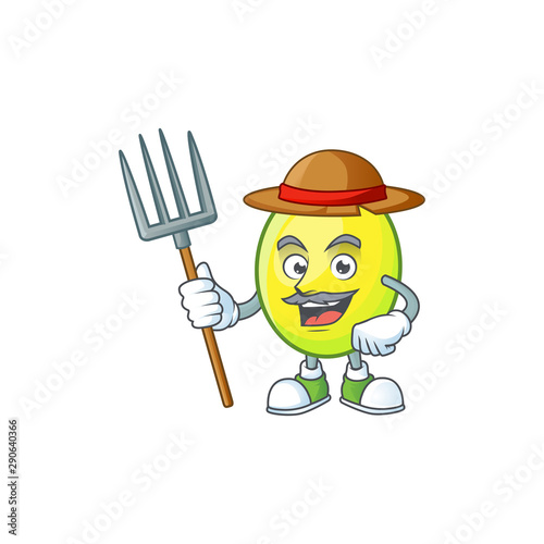 Farmer gomortega fruit cartoon character mascot shape