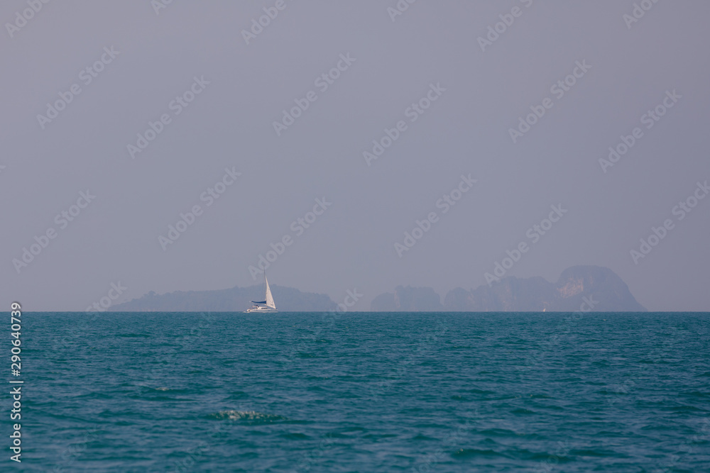 Fototapeta premium Sailing catamaran in the sea