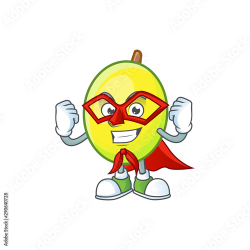 Super hero fresh gomortega cartoon on white background