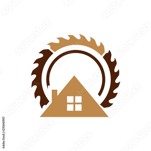 Woodworking sawmill logo design template vector element