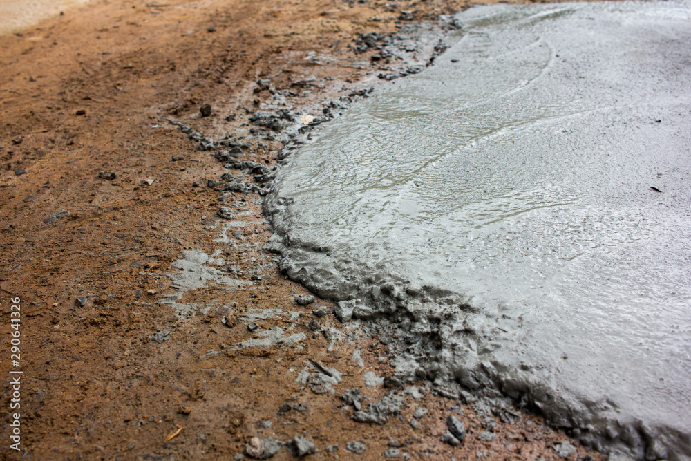 The mortar was poured on the floor after being mixed