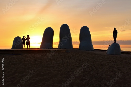 Sunrise at Playa Brava beach in Punta del Este, Uruguay photo