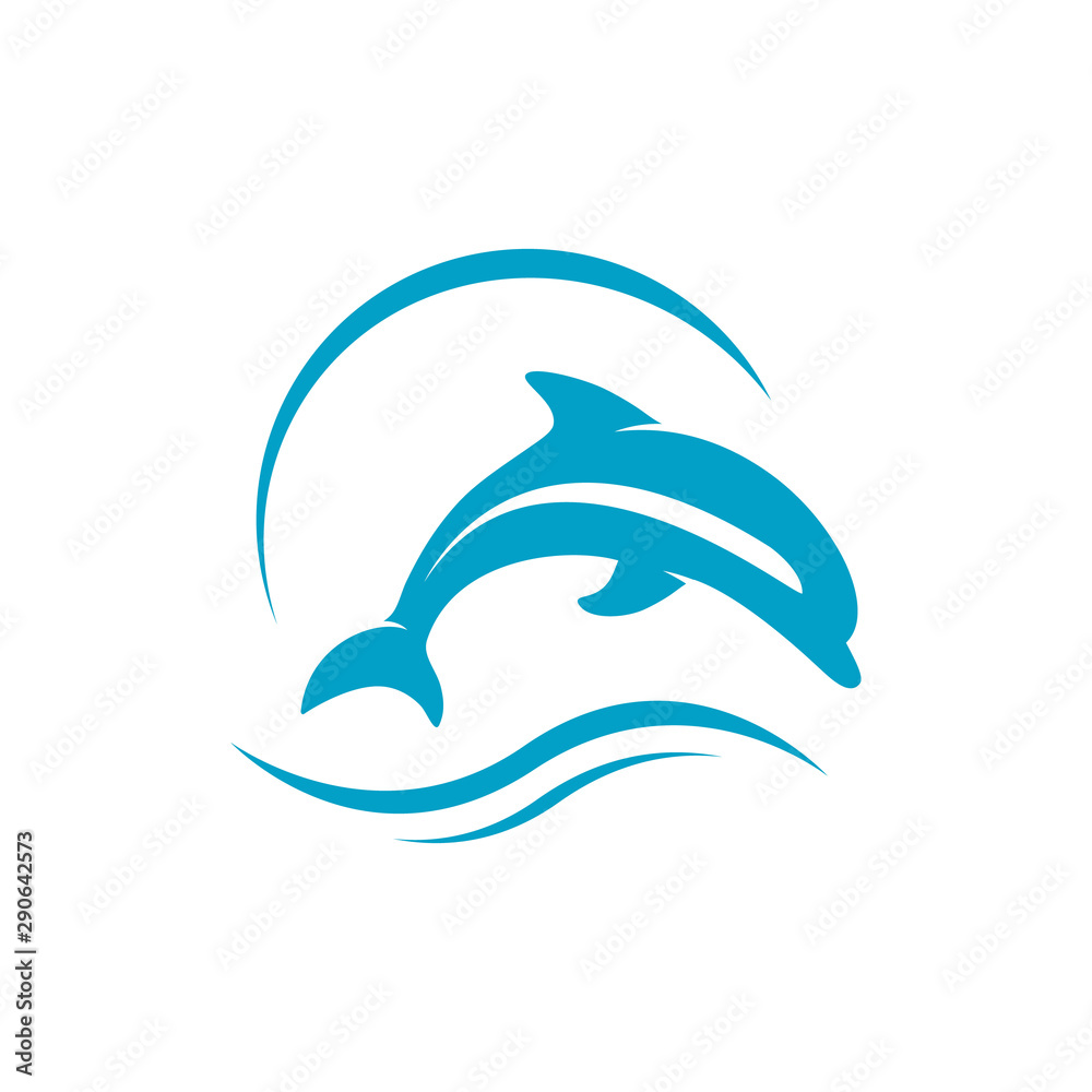 waves and jumping dolphin logo design vector illustrations waves and jumping dolphin logo design vector illustrations