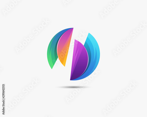 Circle Pieces Gradient. Abstract sides, pieces circle gradient logo design template.