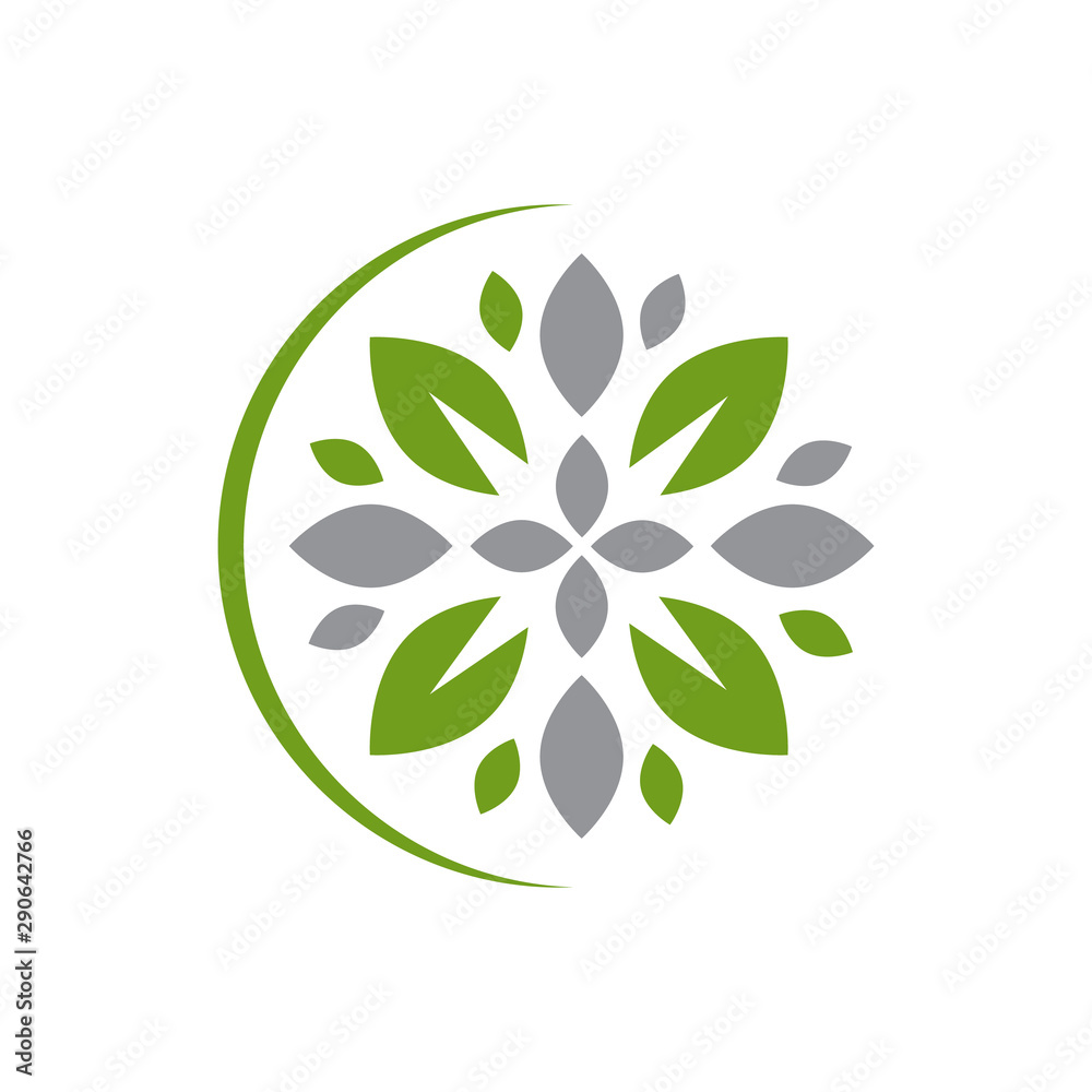 Round emblem flower in a circle n linear style a Vector abstract flower logo design of natural products like Cosmetics, Florist, Spa, Beauty salon, Decoration, Boutique