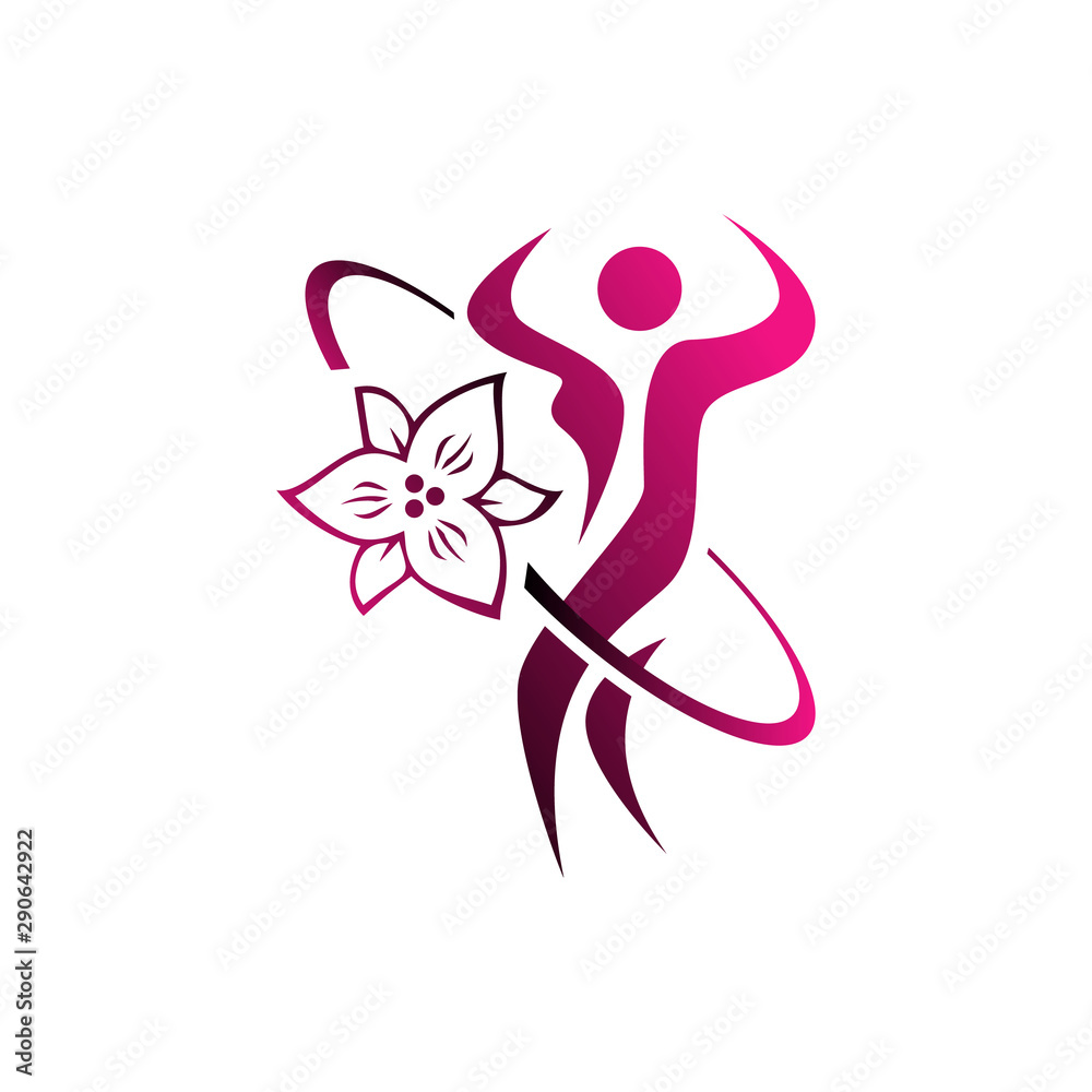 healthy shilhouette woman fitness logo design vector template illustrations