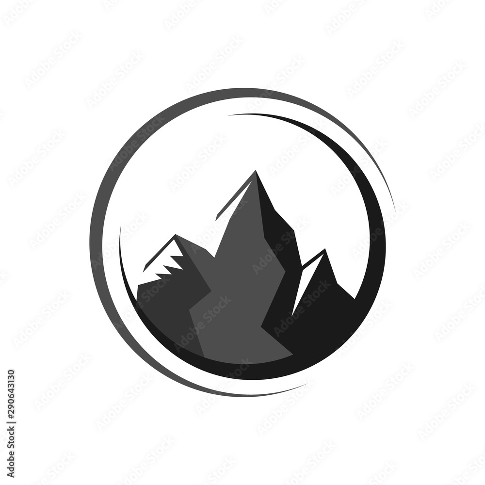 circle curve with Simple Mountain logo design vector illustration circle curve with Simple Mountain logo design vector illustration