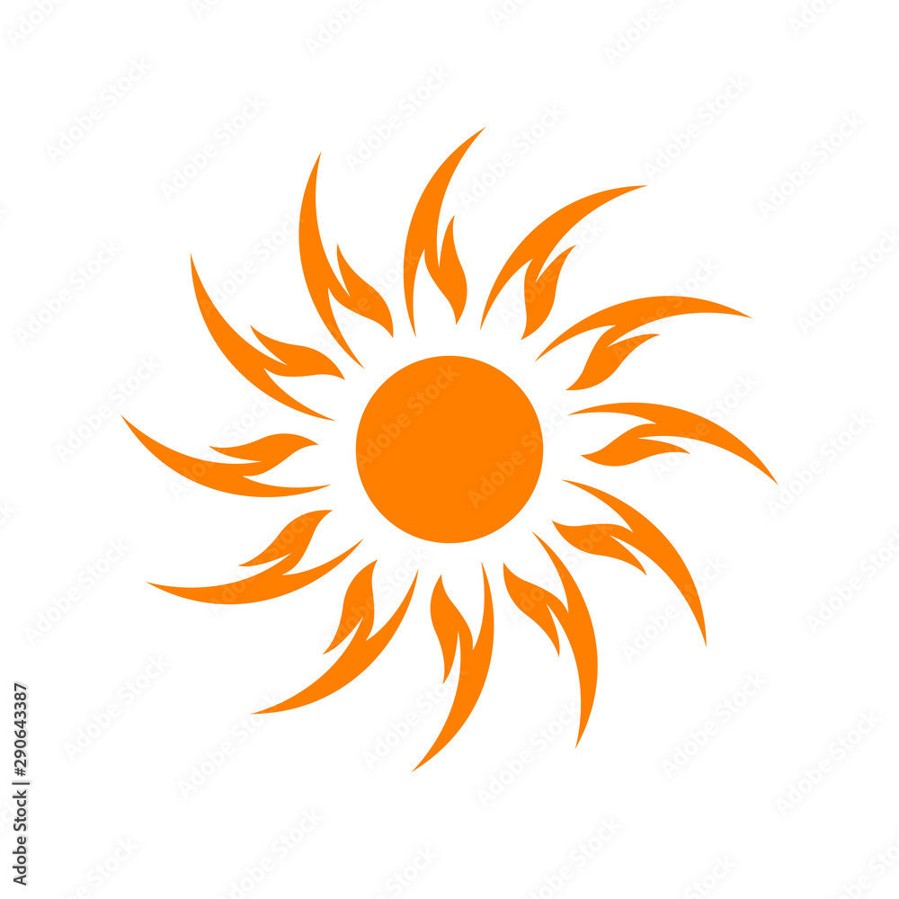 Sun Vector logo summer icon design. Sunburst star logo. Yellow sun symbol.